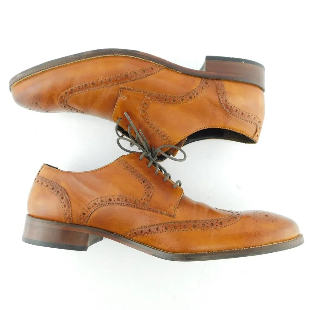 COLE HAAN Cognac Brown Leather Wingtip Lace-up Oxfords Shoes 13